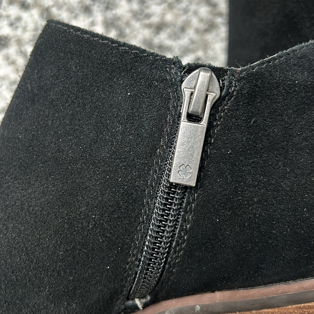 Lucky Brand Fenley Black Leather Suede Booties View 5